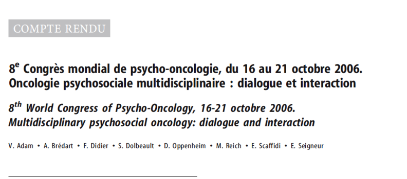 Psycho-Oncologie, 2007